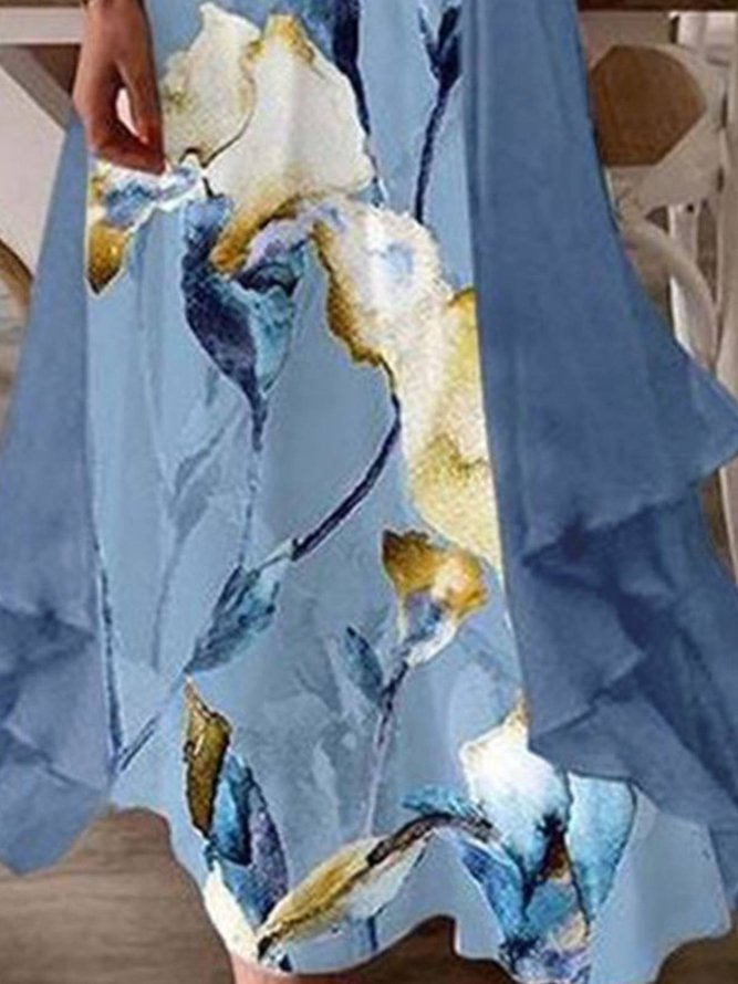 Casual V Neck Cotton Blends Sleeveless Knit Dress