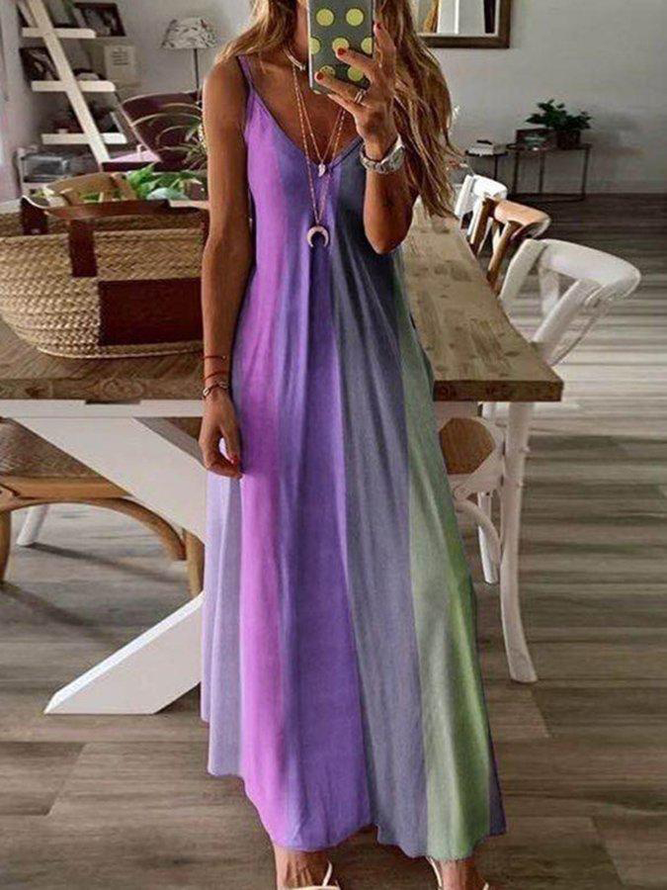 Tie Dye Loosen Sleeveless Knitting Dresses