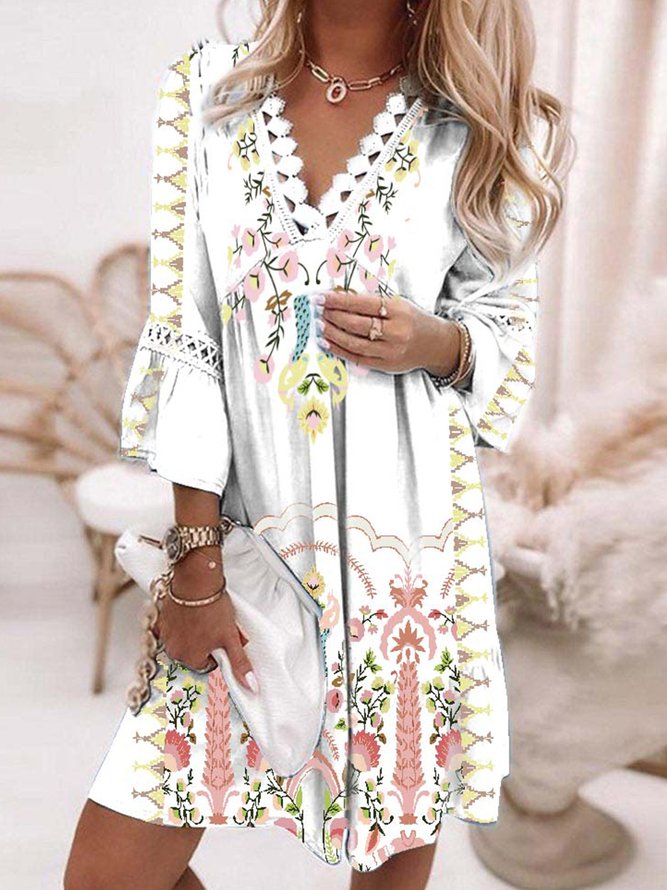 Boho Loosen Short Sleeve Woven Dress