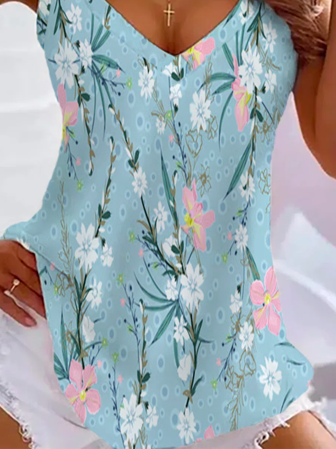 Casual Floral Sleeveless