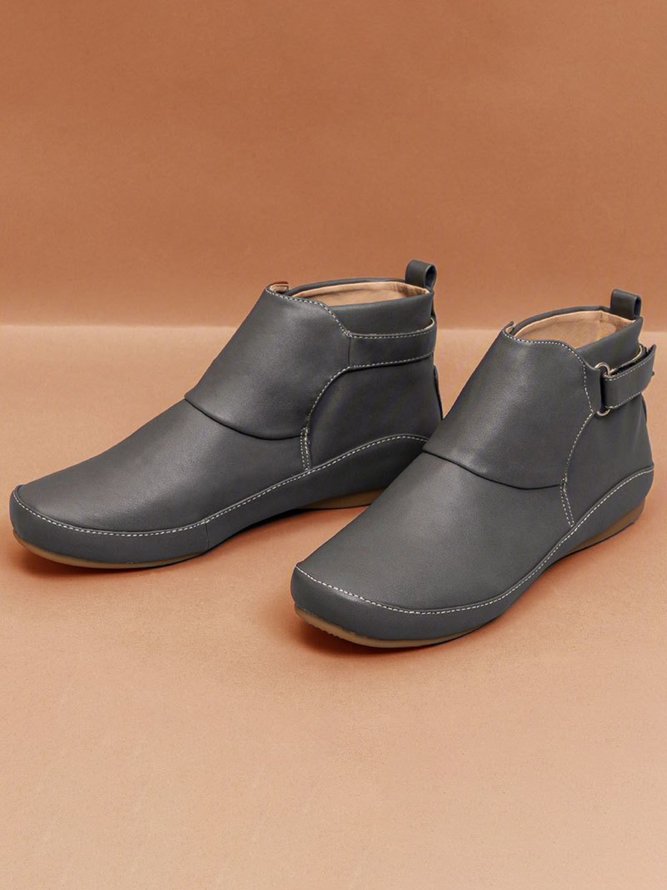 zolucky Women Casual Green Daily Adjustable Soft Leather Booties