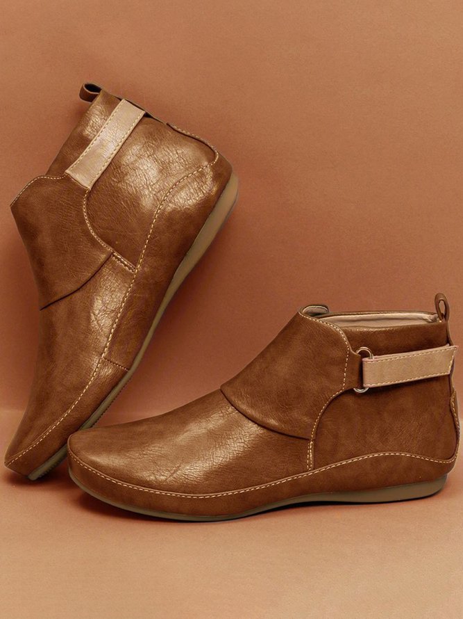 zolucky Women Casual Green Daily Adjustable Soft Leather Booties