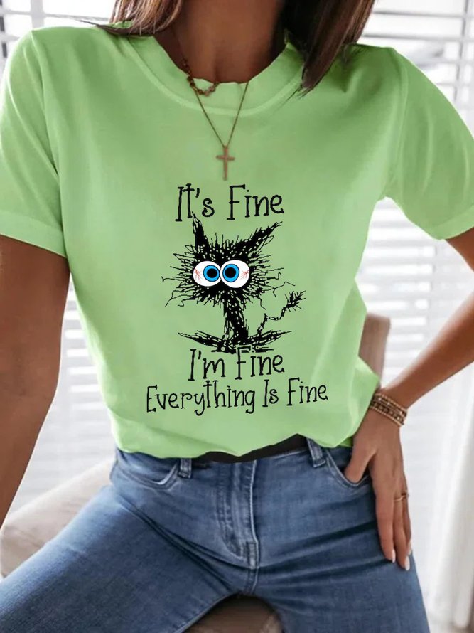 Casual It's Fine I'm Fine Everything Is Fine Plus Size T-shits