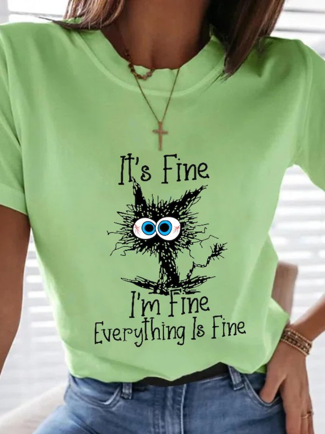 Casual It's Fine I'm Fine Everything Is Fine Plus Size T-shits