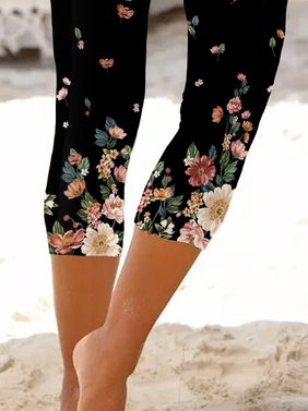 Plus size Floral Casual Cropped Leggings