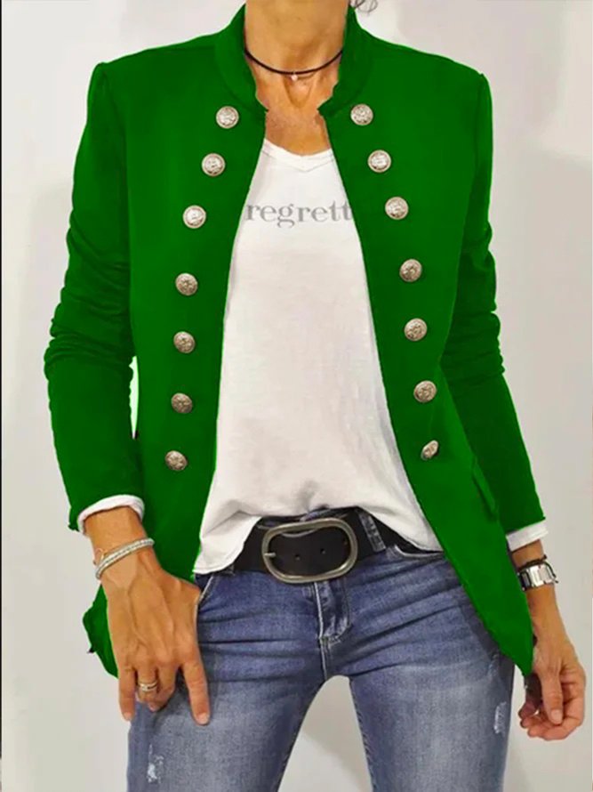 Zolucky Women Urban Loosen Stand Collar Long Sleeve Jacket