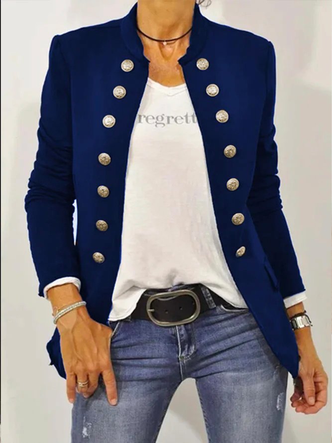 Zolucky Women Urban Loosen Stand Collar Long Sleeve Jacket