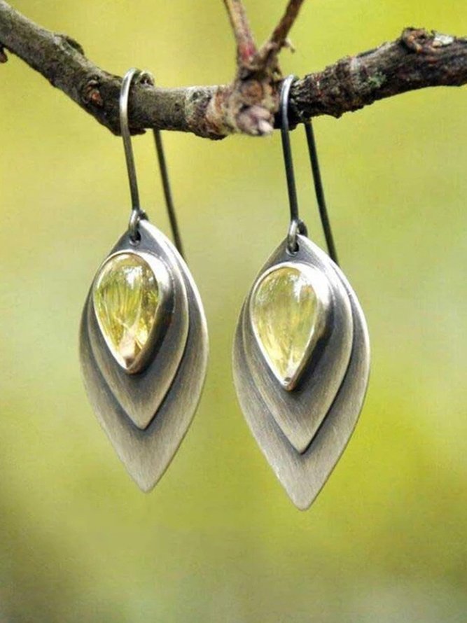 Bohemian Ethnic Retro Natural Crystal Leaf Pattern Short Daily Clothing Jewelry Casual Matching