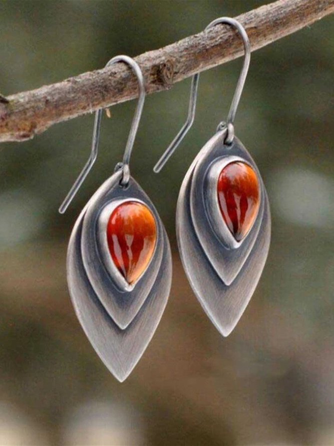Bohemian Ethnic Retro Natural Crystal Leaf Pattern Short Daily Clothing Jewelry Casual Matching