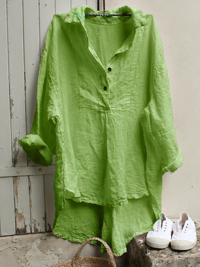 zolucky Women Tuxedo Linen Shirt Dress