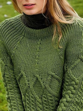 Women Casual Plain Autumn Daily Long sleeve Crew Neck Regular H-Line Regular Size Sweater