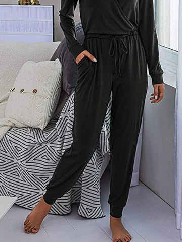 Casual Plain Autumn Polyester Natural Daily Loose Long sleeve T-Shirt Jumpsuit & Romper for Women