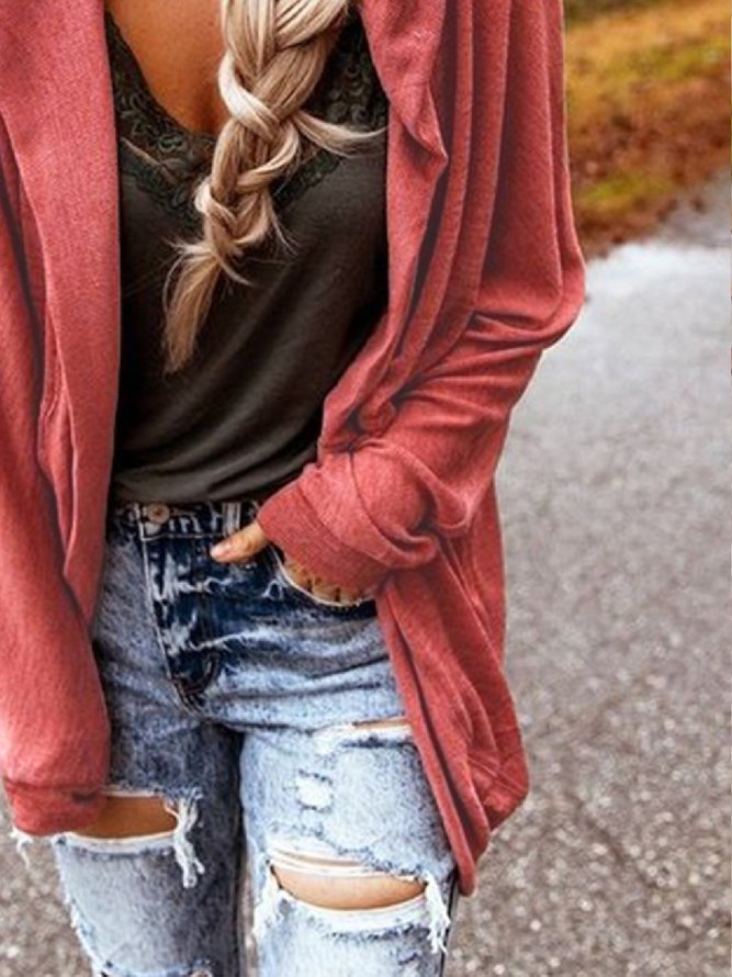 Casual Plain Loose Long Sleeve Coat