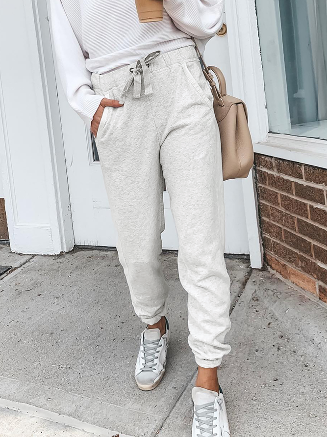 Women Casual Plain Autumn Natural Daily Standard Harem pants Long H-Line Sweatpants