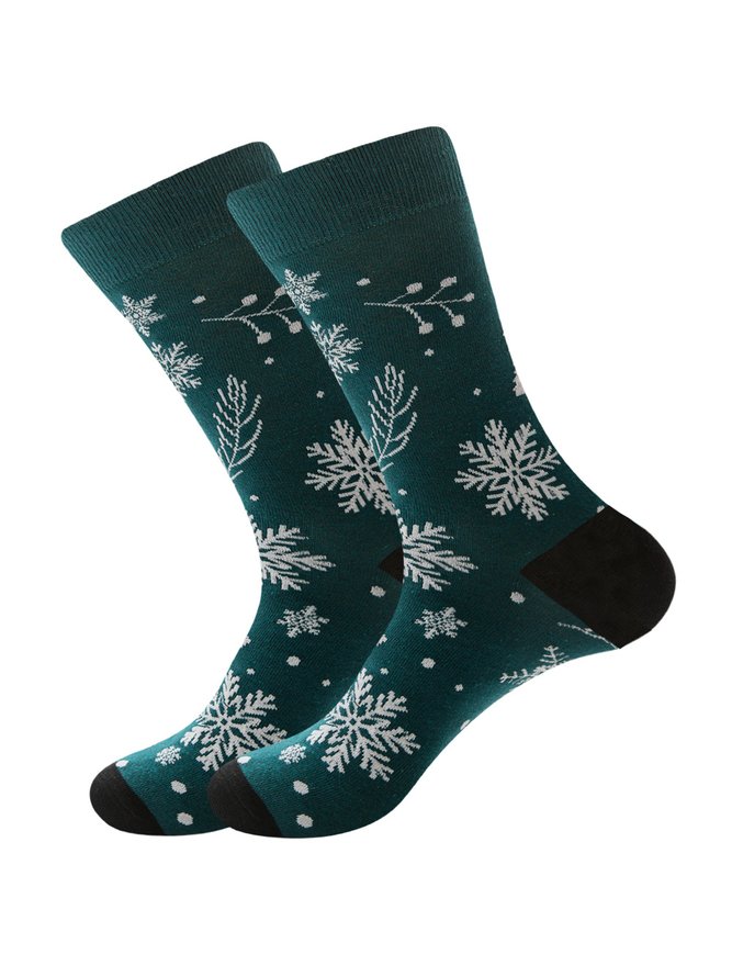 Christmas Cotton Jacquard Santa, Elk, Snowflake Pattern Socks, Festive Matching Red Socks Xmas Socks