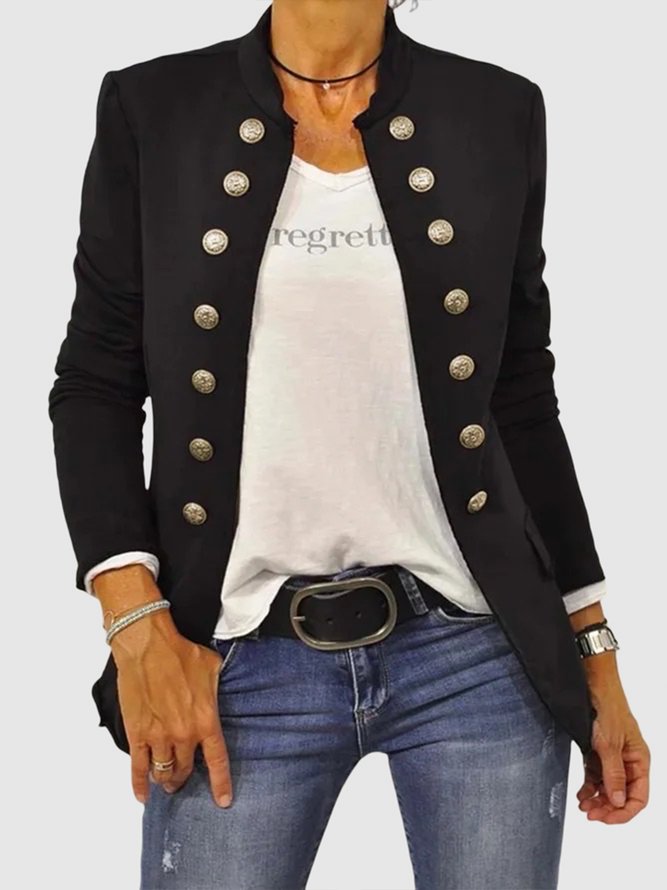 Zolucky Women Urban Loosen Stand Collar Long Sleeve Jacket