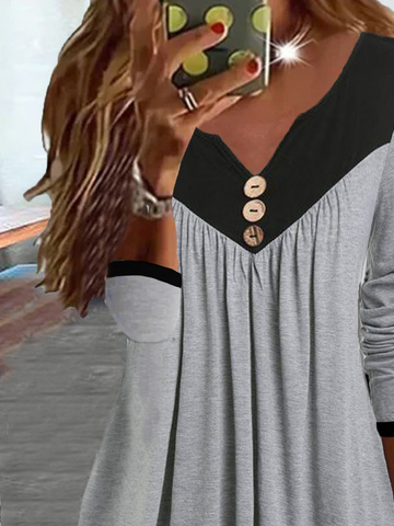Color Block Loose Top tunic