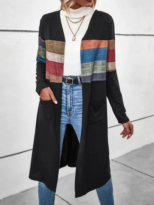 Loose Color Block Casual Coat