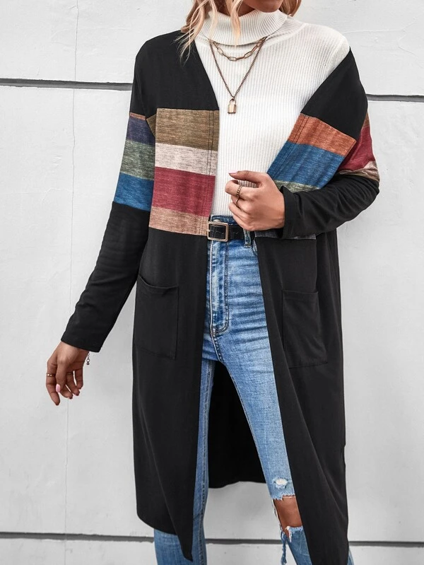 Loose Color Block Casual Coat