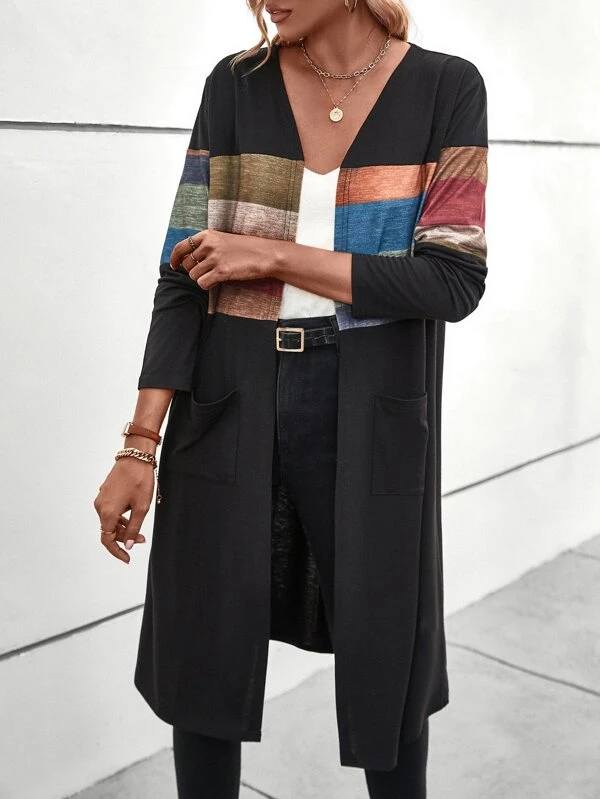 Loose Color Block Casual Coat