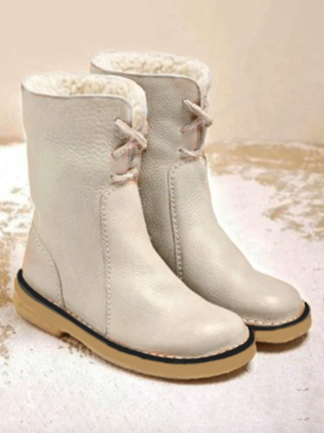 Women Casual PU Snow Boots Full Waterproof Insulated Low Heel Winter Boots