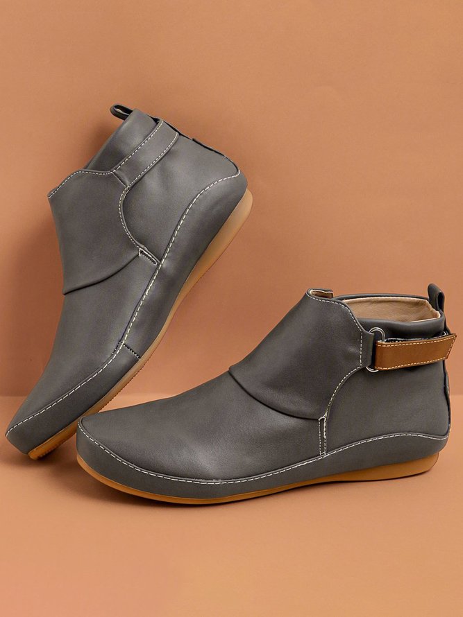 zolucky Women Casual Green Daily Adjustable Soft Leather Booties