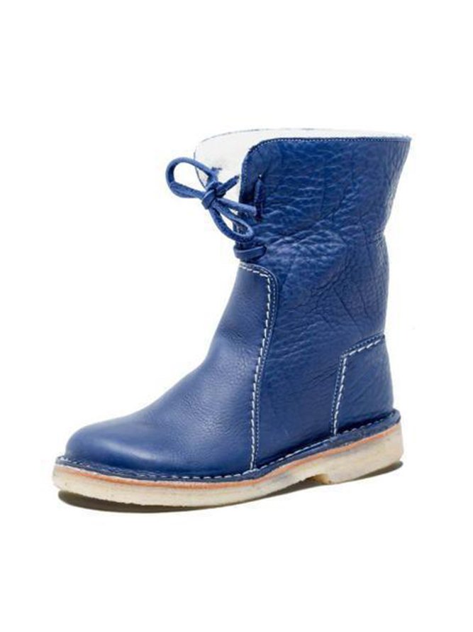 Women Casual PU Snow Boots Full Waterproof Insulated Low Heel Winter Boots