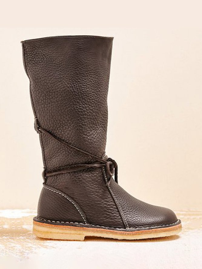 Comfortable Soft Lightweight Lace Up Chunky Heel Boots Footwear
