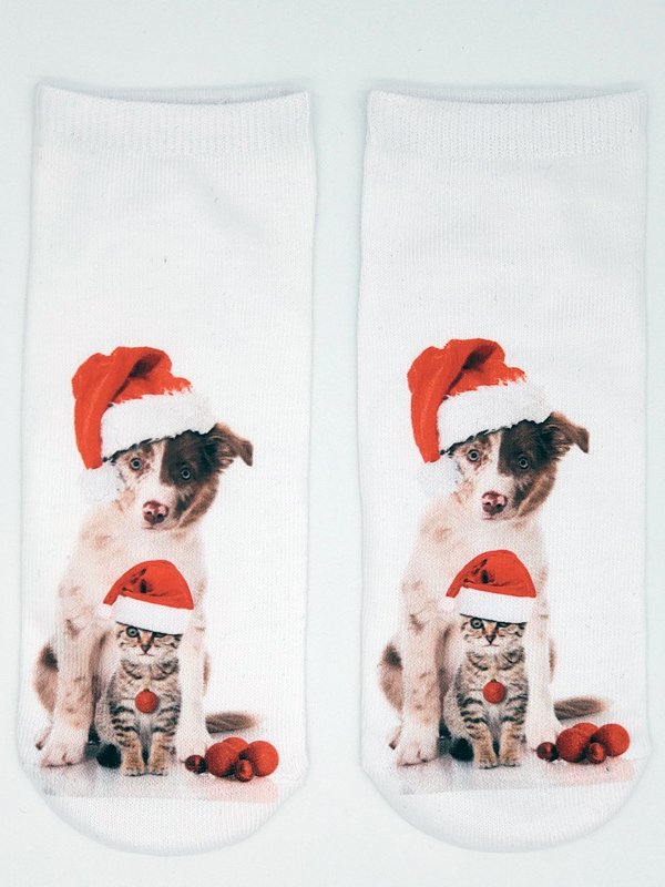 Christmas 3D Cat Pattern High Stretch Cotton Socks Festive Party Decorations Xmas Socks
