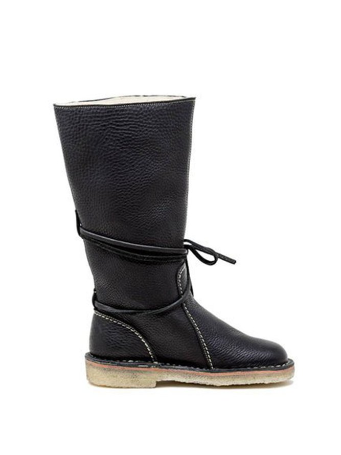 Comfortable Soft Lightweight Lace Up Chunky Heel Boots Footwear