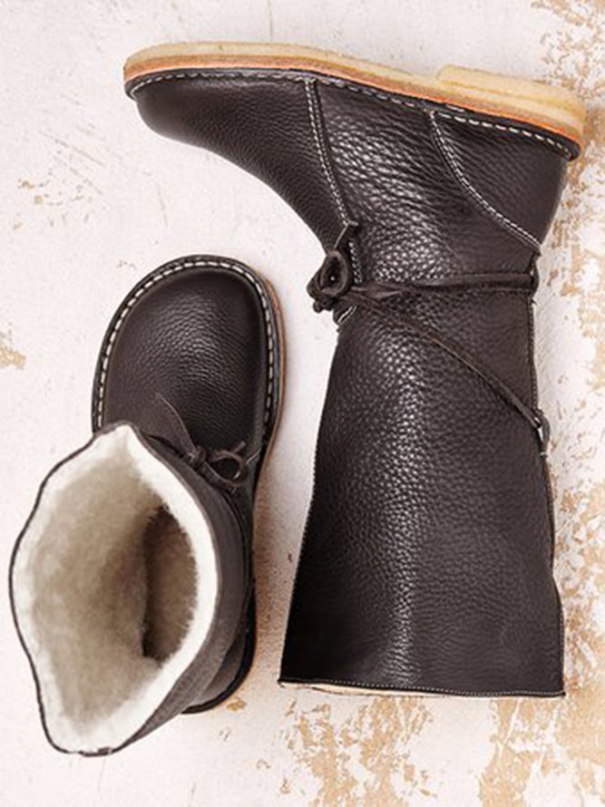 Comfortable Soft Lightweight Lace Up Chunky Heel Boots Footwear