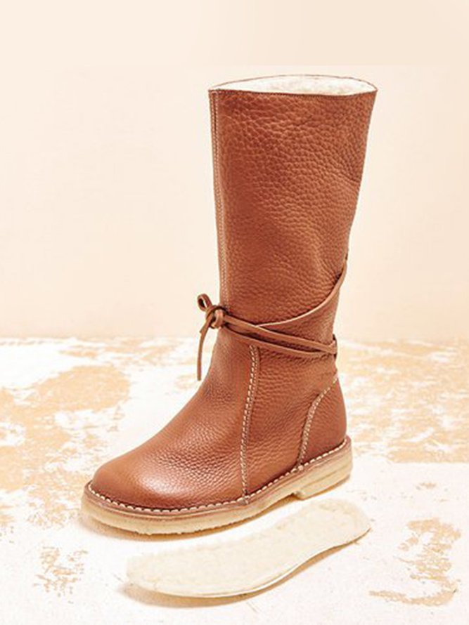 Comfortable Soft Lightweight Lace Up Chunky Heel Boots Footwear