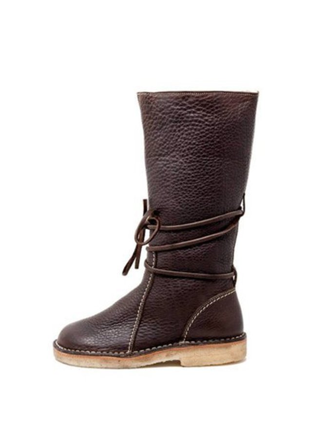 Comfortable Soft Lightweight Lace Up Chunky Heel Boots Footwear