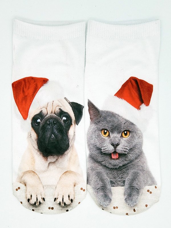 Christmas 3D Cat Pattern High Stretch Cotton Socks Festive Party Decorations Xmas Socks
