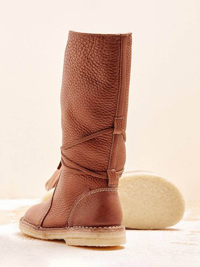 Comfortable Soft Lightweight Lace Up Chunky Heel Boots Footwear