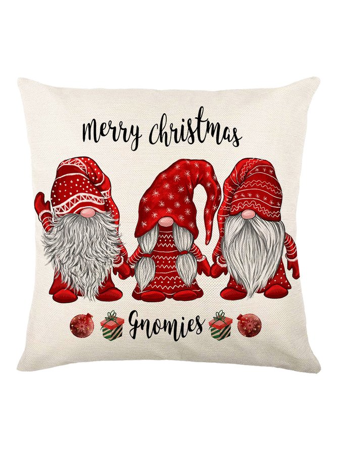 Christmas Pillowcase Red Striped Elf Faceless Old Man Print Festive Party Cushion Cover Xmas Cushion Cover