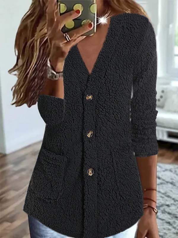 Plain Casual Teddy Jacket