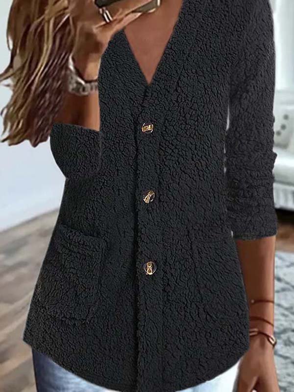 Plain Casual Teddy Jacket
