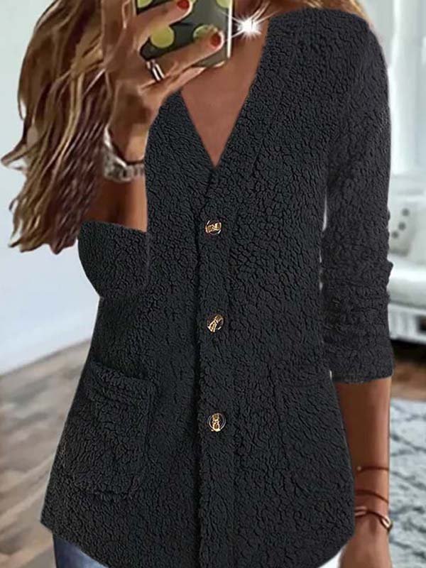 Plain Casual Teddy Jacket