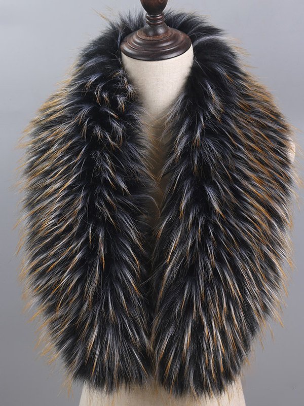 Vintage Faux Fur Gradient Plush Scarf Autumn Winter Coat Sweater Accessories Warmth