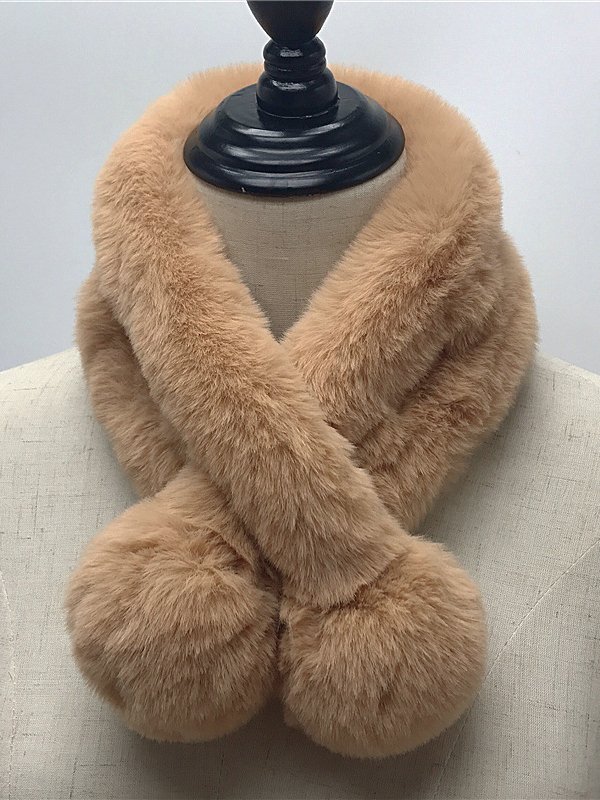 Casual Solid Color Plush Ball Scarf Everyday Clothing Accessories