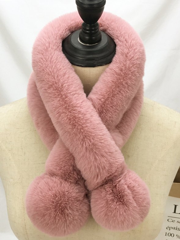 Casual Solid Color Plush Ball Scarf Everyday Clothing Accessories