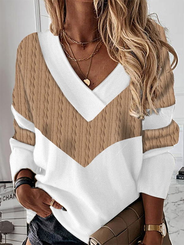 Loose Color Block Jersey Sweatshirt
