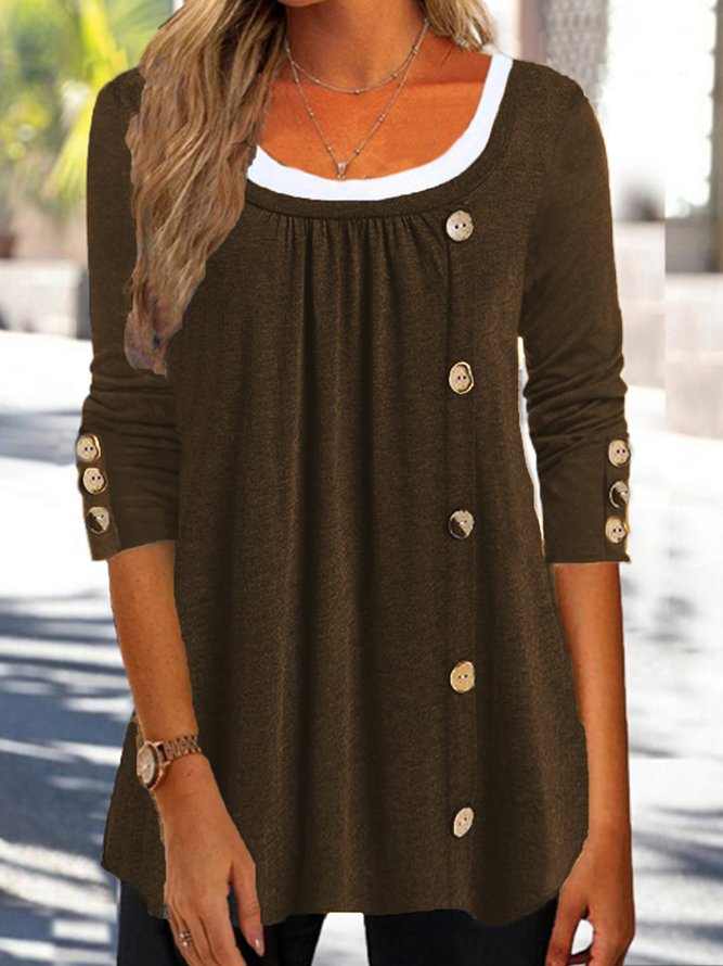 Women Casual Plain Autumn Lightweight Micro-Elasticity Daily Jersey Mid-long H-Line Top