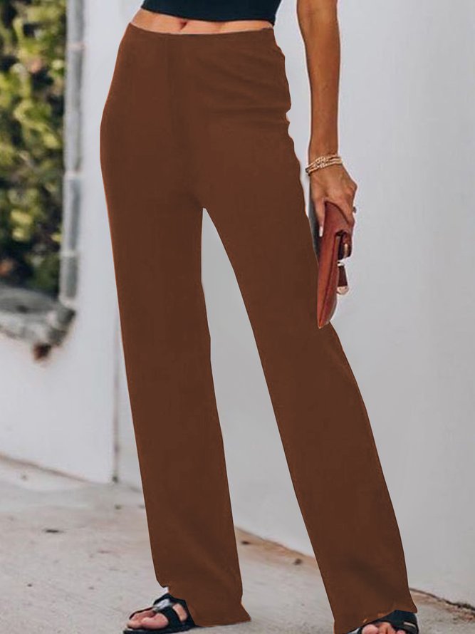 Plain Daily Jersey Casual H-Line Wide Leg Long Pants