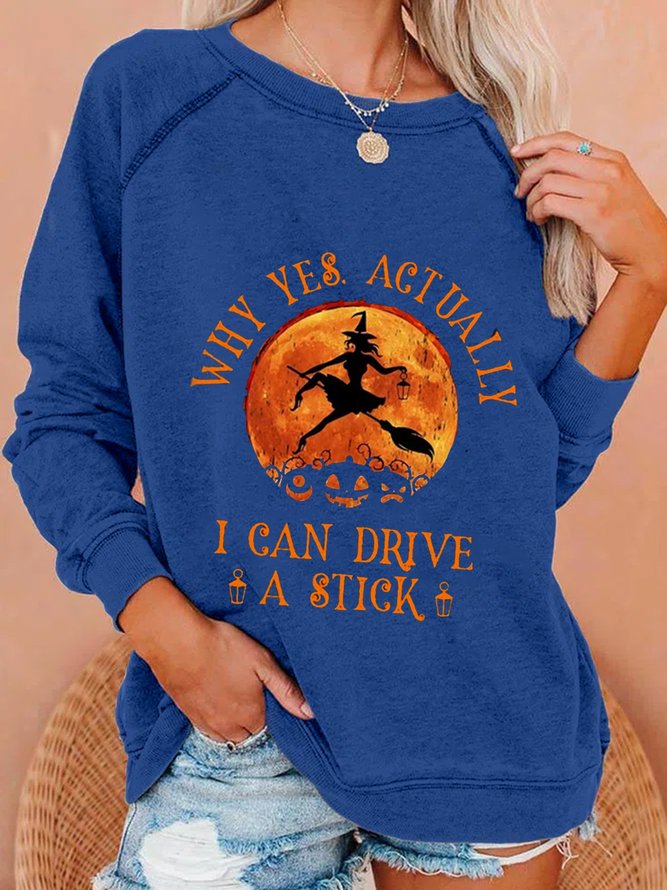 Casual Halloween Long Sleeve Crew Neck Printed Top Sweatshirt