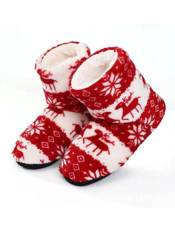 Women's Christmas Non-Slip Warm Home Booties Xmas Boots