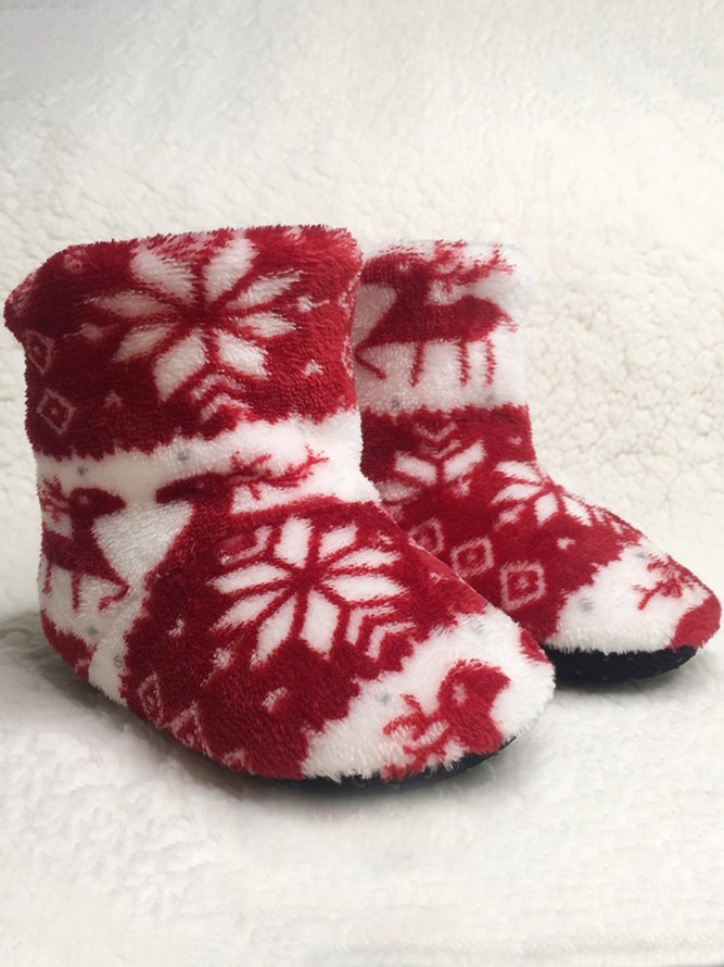 Women's Christmas Non-Slip Warm Home Booties Xmas Boots