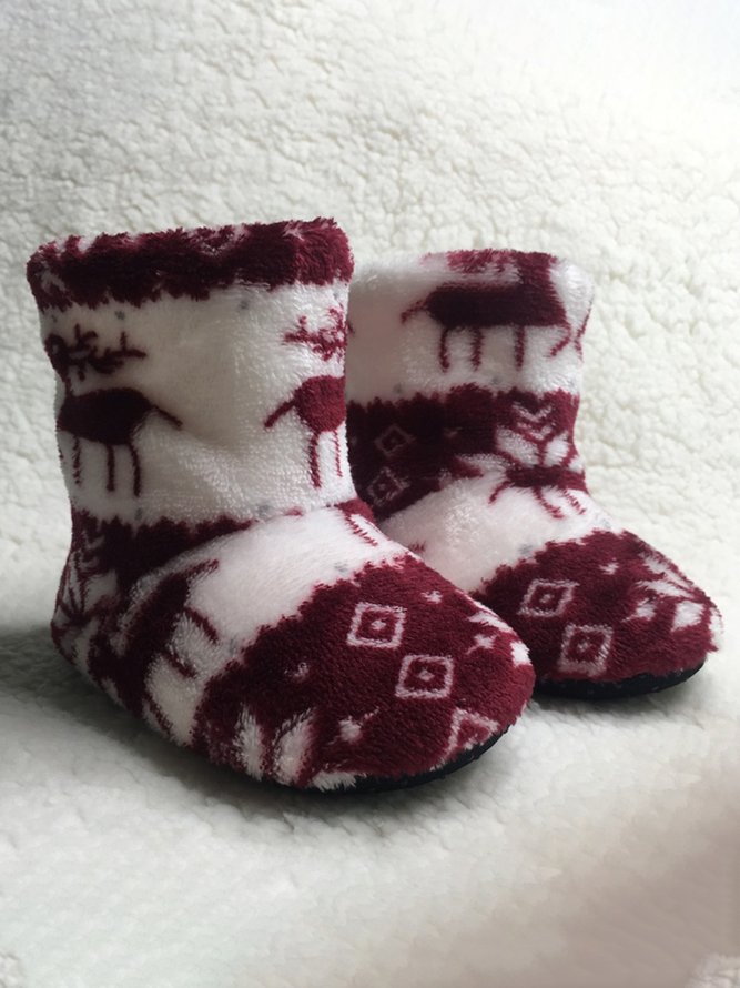 Women's Christmas Non-Slip Warm Home Booties Xmas Boots
