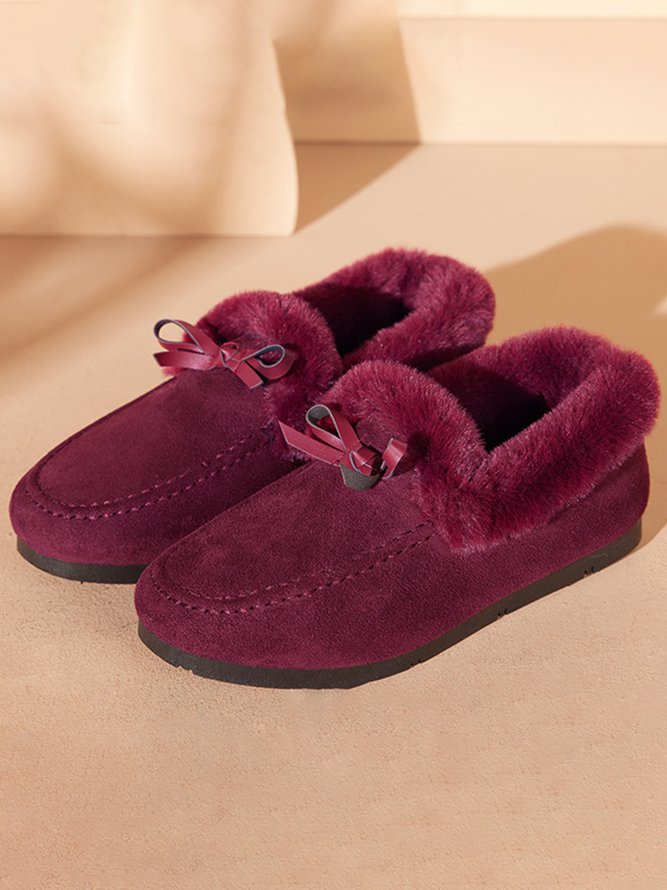 Winter Casual Non-Slip Furry Lined Flat Peas Shoes